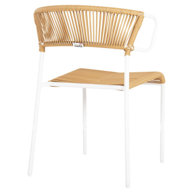 CHAIR SUKI HM6053.01 METAL IN WHITE AND SYNTHETIC RATTAN IN NATURAL COLOR 54x62x80Hcm.