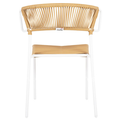 CHAIR SUKI HM6053.01 METAL IN WHITE AND SYNTHETIC RATTAN IN NATURAL COLOR 54x62x80Hcm.
