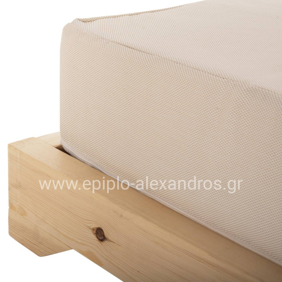 ΞΑΠΛΩΣΤΡΑ IKARIA ΜΕ ΠΟΔΙ HM10623.02 ΠΕΥΚΟ ΣΕ ΦΥΣΙΚΟ-ΜΠΕΖ TEXTILEΝΕ-ΜΑΞΙΛΑΡΙ 20εκ.