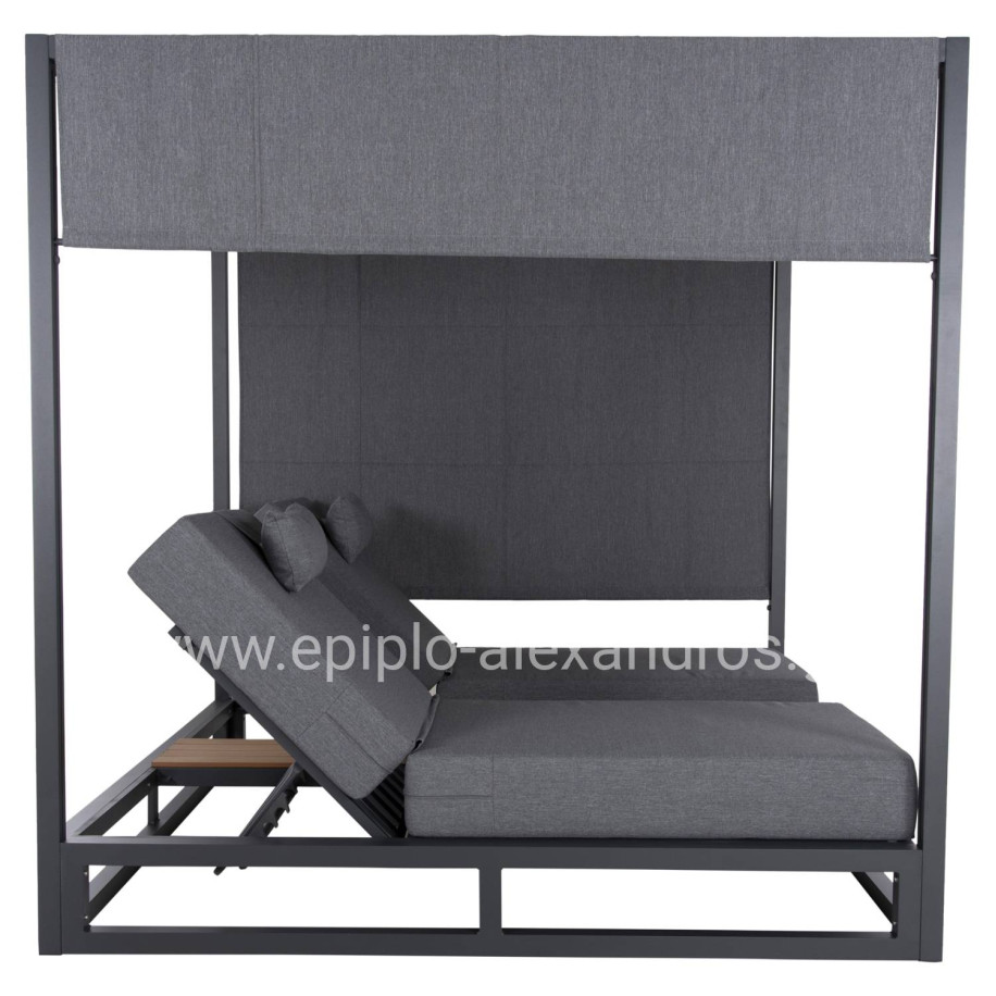 DOUBLE LOUNGE SUNBEDS IN A CUBE WITH SUNSHADES GALLANT HM6097.01 ALUMINUM IN GREY 2x2x2m