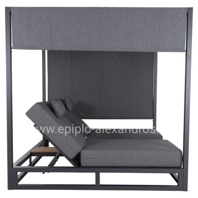 DOUBLE LOUNGE SUNBEDS IN A CUBE WITH SUNSHADES GALLANT HM6097.01 ALUMINUM IN GREY 2x2x2m