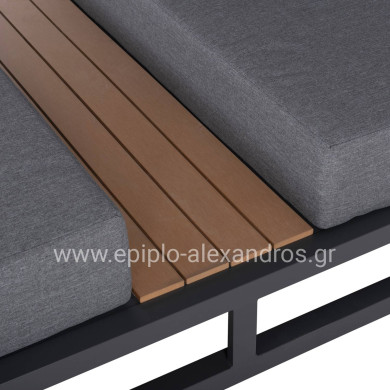 DOUBLE LOUNGE SUNBEDS IN A CUBE WITH SUNSHADES GALLANT HM6097.01 ALUMINUM IN GREY 2x2x2m