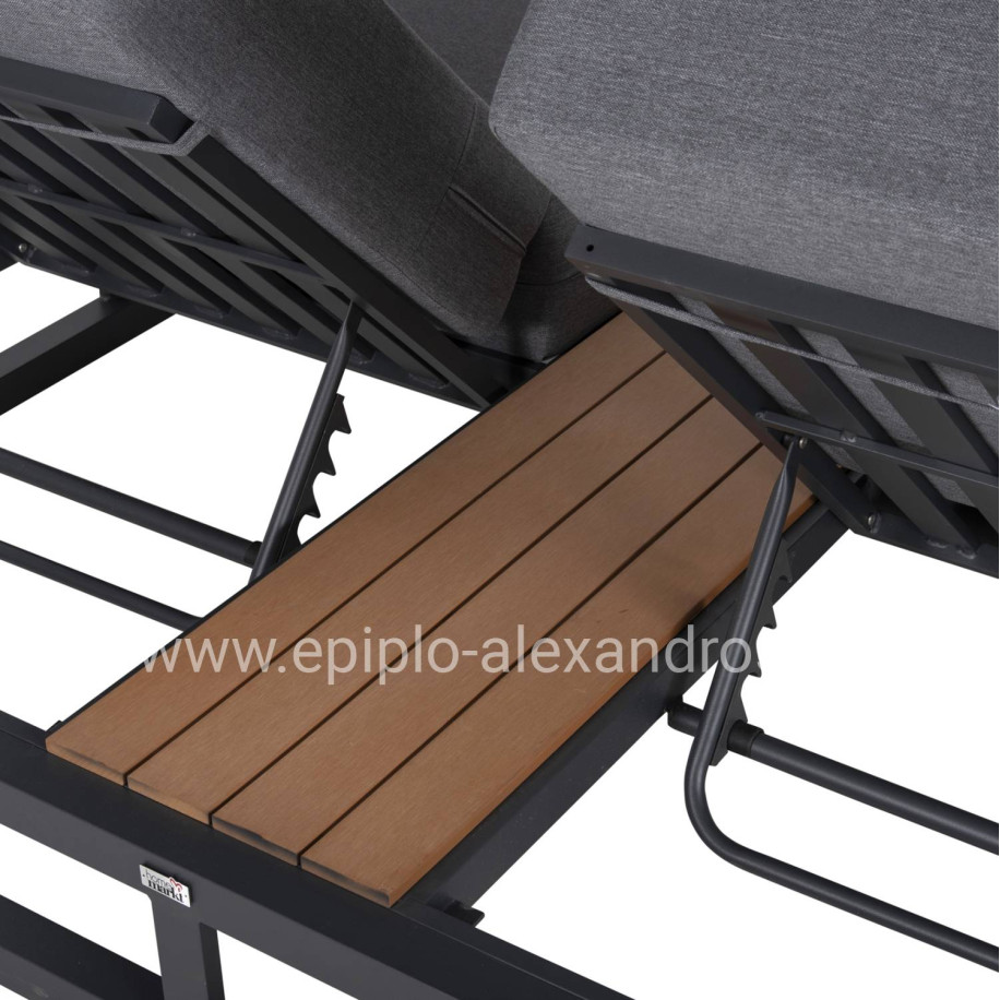 DOUBLE LOUNGE SUNBEDS IN A CUBE WITH SUNSHADES GALLANT HM6097.01 ALUMINUM IN GREY 2x2x2m