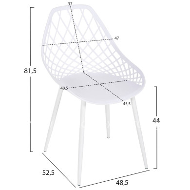 CHAIR POLYPROPYLENE LIO HM9524.11 IN WHITE COLOR WITH WHITE METAL LEGS 52x53x82Hcm.
