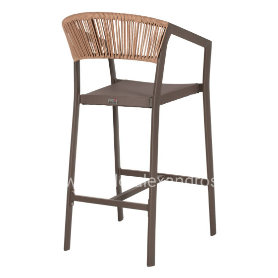 ΣΚΑΜΠΟ ΑΛΟΥΜΙΝΙΟΥ ΣΑΜΠΑΝΙ ΜΕ ΜΠΡΑΤΣΑ RATTAN & TEXTLINE 56x58x105Yεκ.HM5892.23