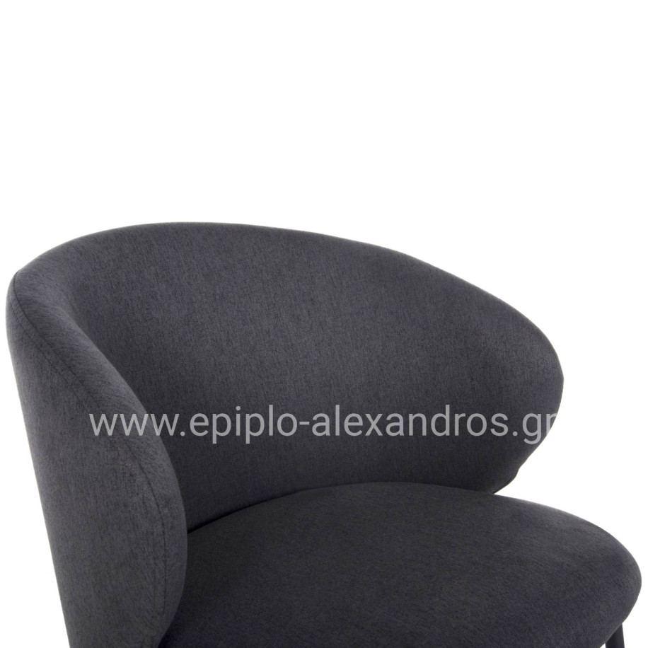 ΚΑΡΕΚΛΑ ISIAH HM9615.01 ΓΚΡΙ ΥΦΑΣΜΑ-ΜΑΥΡΑ ΜΕΤΑΛΛΙΚΑ ΠΟΔΙΑ 56x56x76Υ εκ.