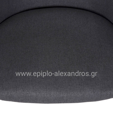 ΚΑΡΕΚΛΑ ISIAH HM9615.01 ΓΚΡΙ ΥΦΑΣΜΑ-ΜΑΥΡΑ ΜΕΤΑΛΛΙΚΑ ΠΟΔΙΑ 56x56x76Υ εκ.