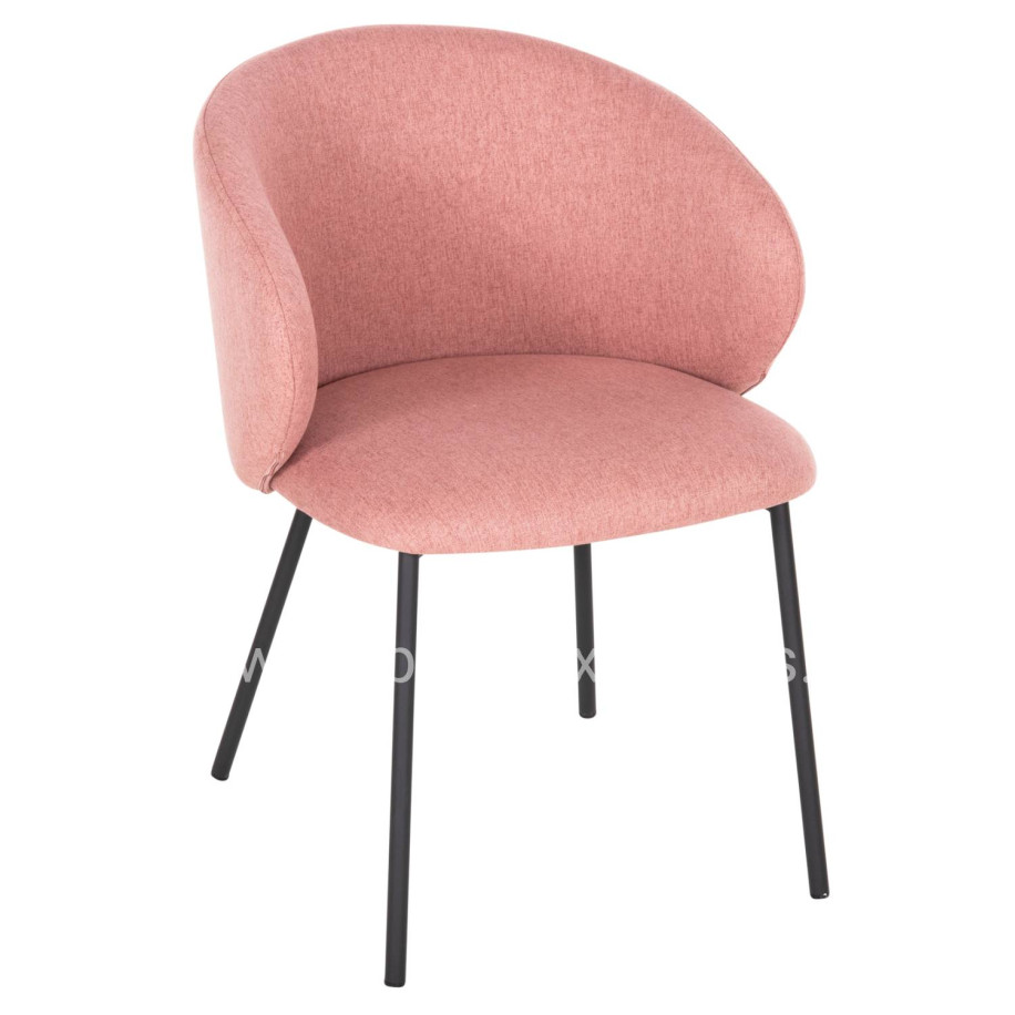 DINING CHAIR ISIAH HM9615.02 DUSTY PINK FABRIC-BLACK METAL LEGS 56x56x76Hcm.
