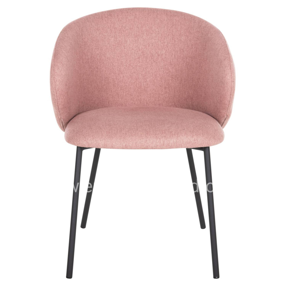 DINING CHAIR ISIAH HM9615.02 DUSTY PINK FABRIC-BLACK METAL LEGS 56x56x76Hcm.