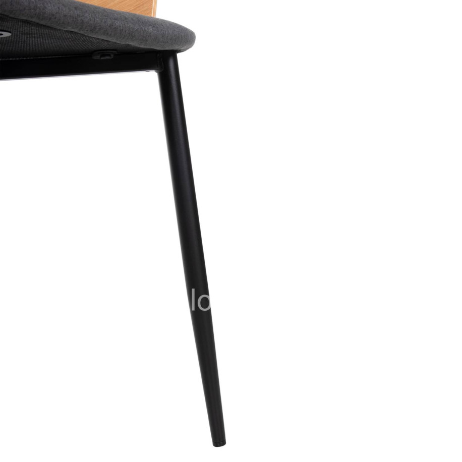 DINING CHAIR VELP HM9616.02 WOOD IN NATURAL-GREY FABRIC-BLACK METAL LEGS 55,5x50x79Hcm.