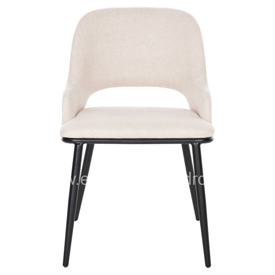 DINING CHAIR DELF HM9617.02 BEIGE FABRIC-BLACK METAL LEGS-WOODEN BACK IN OAK 48x55x76Hcm.