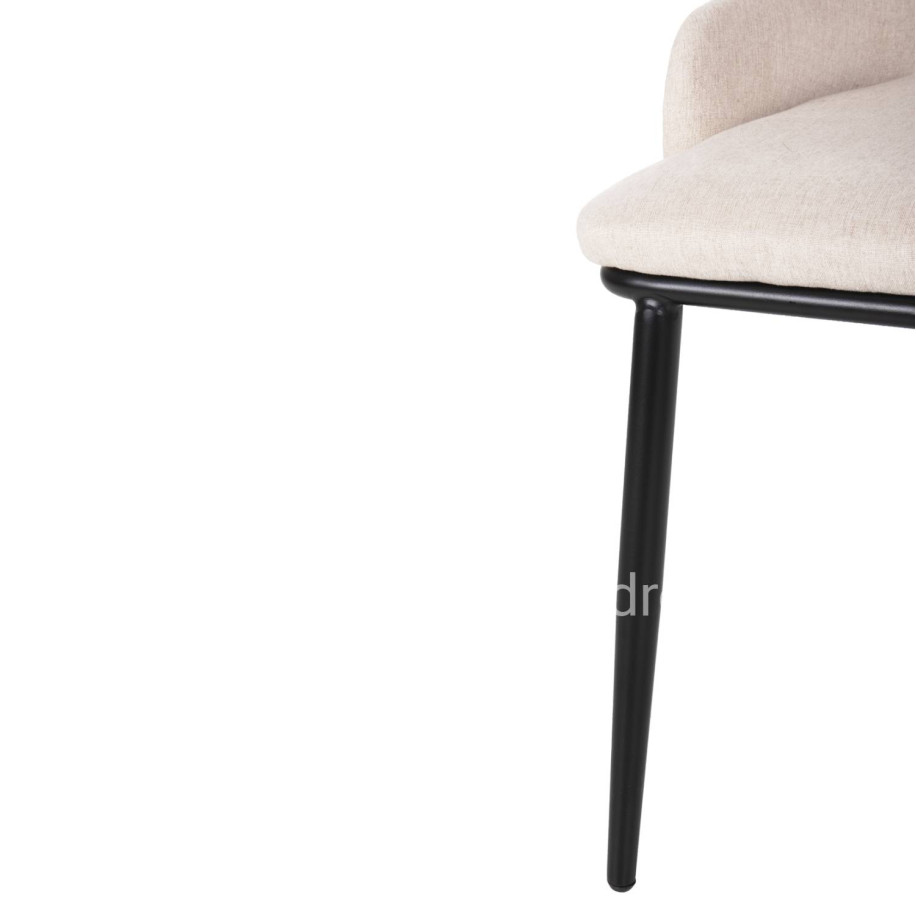 DINING CHAIR DELF HM9617.02 BEIGE FABRIC-BLACK METAL LEGS-WOODEN BACK IN OAK 48x55x76Hcm.