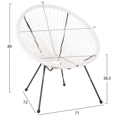 ARMCHAIR OUTDOOR NEST-TYPE ACAPULCO HM5872.12 BLACK METAL-SYNTHETIC RATTAN IN WHITE 71x72x80Hcm.