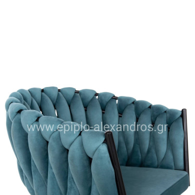 CHAIR LUANDA HM8741.05 TURQUOISE VELVET-BLACK METALLIC LEGS 62x54x79Hcm.