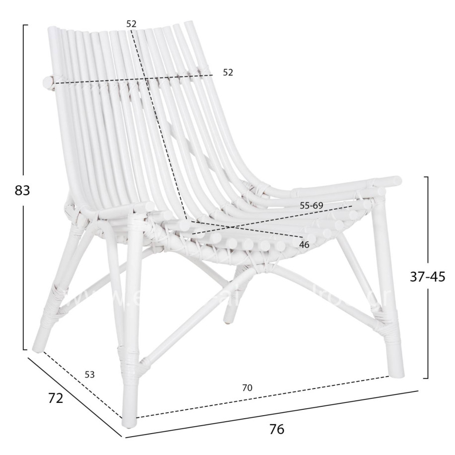 CHAIR FOR OUTDOORS CELLION HM9812.03 RATTAN POLES IN WHITE COLOR 76x72x83Hcm.