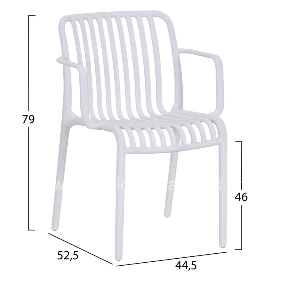 ARMCHAIR OUTDOOR CONVEE HM6105.01 POLYPROPYLENE IN WHITE 55x56x79H cm.
