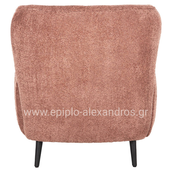 ARMCHAIR KRYLY HM9593.02 PINK BOUCLE FABRIC-BLACK WOODEN LEGS 83x87x89Hcm.