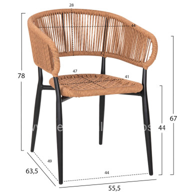 ARMCHAIR ALUMINUM EULO HM5783.13 BLACK-SYNTHETIC RATTAN BEIGE 55,5x63,5x78Hcm.