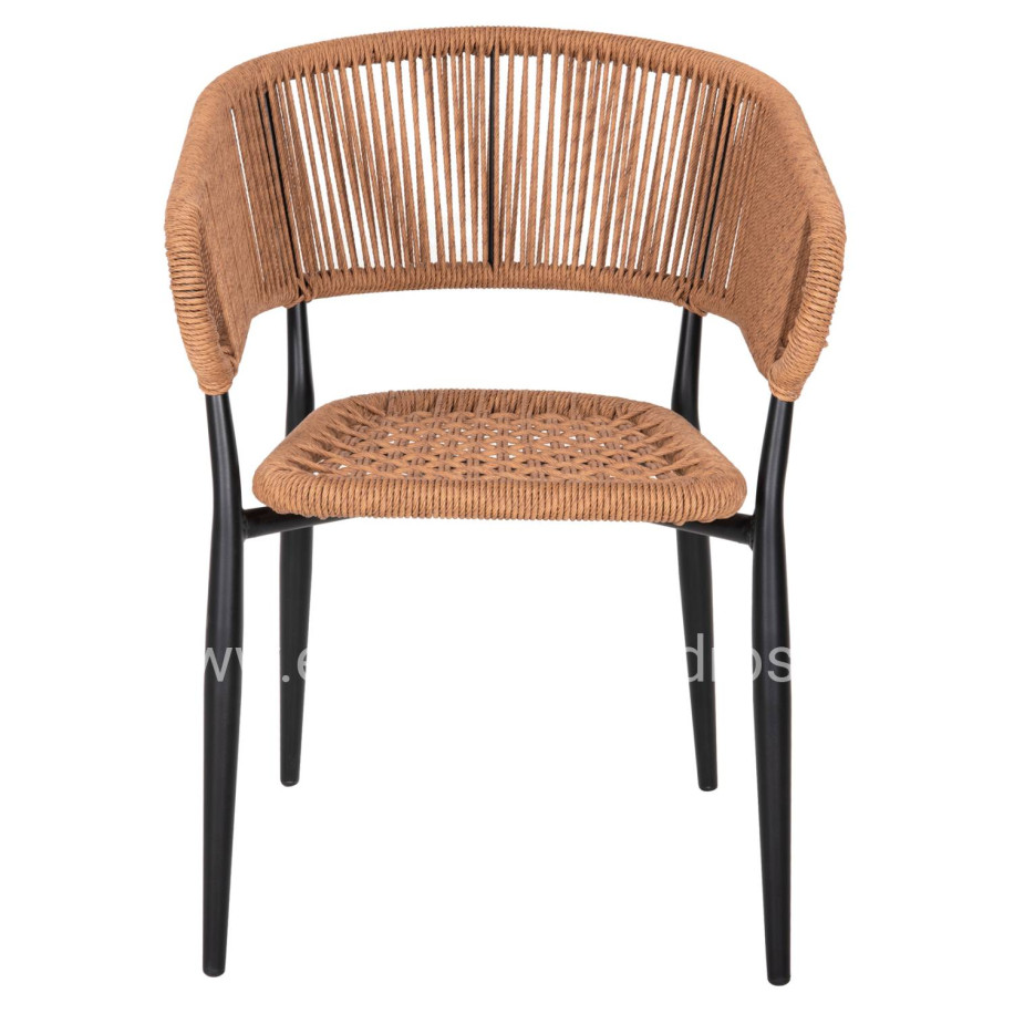 ARMCHAIR ALUMINUM EULO HM5783.13 BLACK-SYNTHETIC RATTAN BEIGE 55,5x63,5x78Hcm.