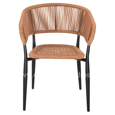 ARMCHAIR ALUMINUM EULO HM5783.13 BLACK-SYNTHETIC RATTAN BEIGE 55,5x63,5x78Hcm.