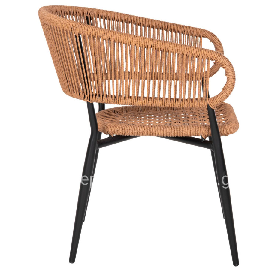 ARMCHAIR ALUMINUM EULO HM5783.13 BLACK-SYNTHETIC RATTAN BEIGE 55,5x63,5x78Hcm.