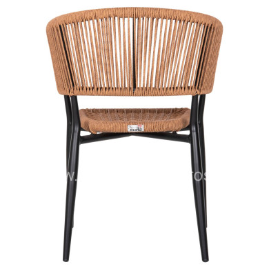 ARMCHAIR ALUMINUM EULO HM5783.13 BLACK-SYNTHETIC RATTAN BEIGE 55,5x63,5x78Hcm.