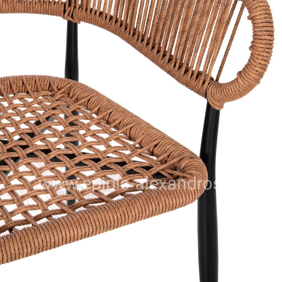 ARMCHAIR ALUMINUM EULO HM5783.13 BLACK-SYNTHETIC RATTAN BEIGE 55,5x63,5x78Hcm.