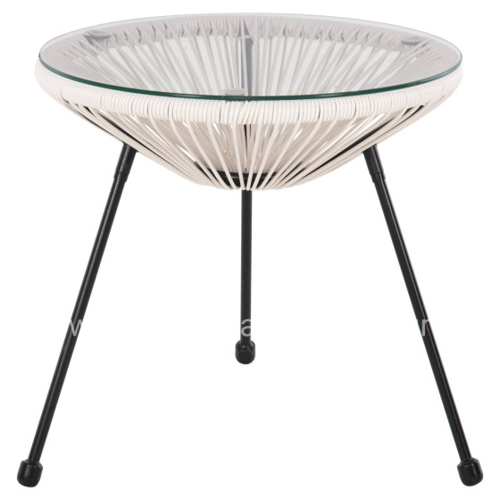 OUTDOOR COFFEE TABLE ALLEGRA HM5874.12 METAL IN BLACK- SYNTHETIC RATTAN IN WHITE Φ47x45Hcm.