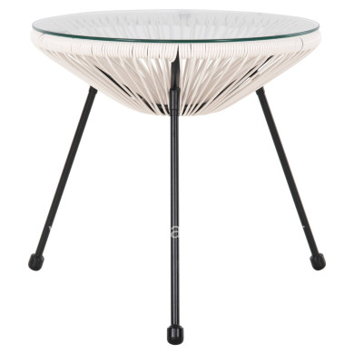 OUTDOOR COFFEE TABLE ALLEGRA HM5874.12 METAL IN BLACK- SYNTHETIC RATTAN IN WHITE Φ47x45Hcm.