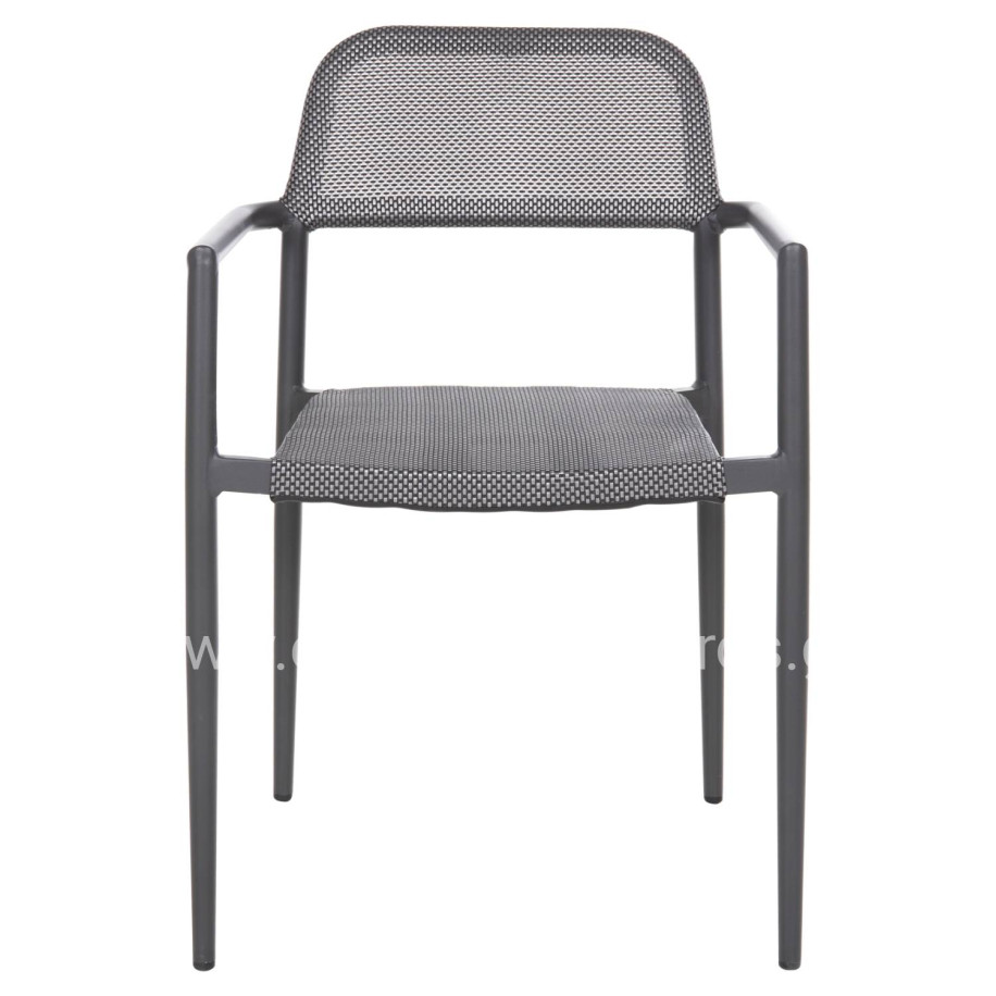 ALUMINUM ARMCHAIR RONNY HM5998.01 GREY FRAME & GREY TEXTILENE 53x51x80Hcm.
