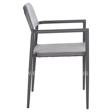 ALUMINUM ARMCHAIR RONNY HM5998.01 GREY FRAME & GREY TEXTILENE 53x51x80Hcm.