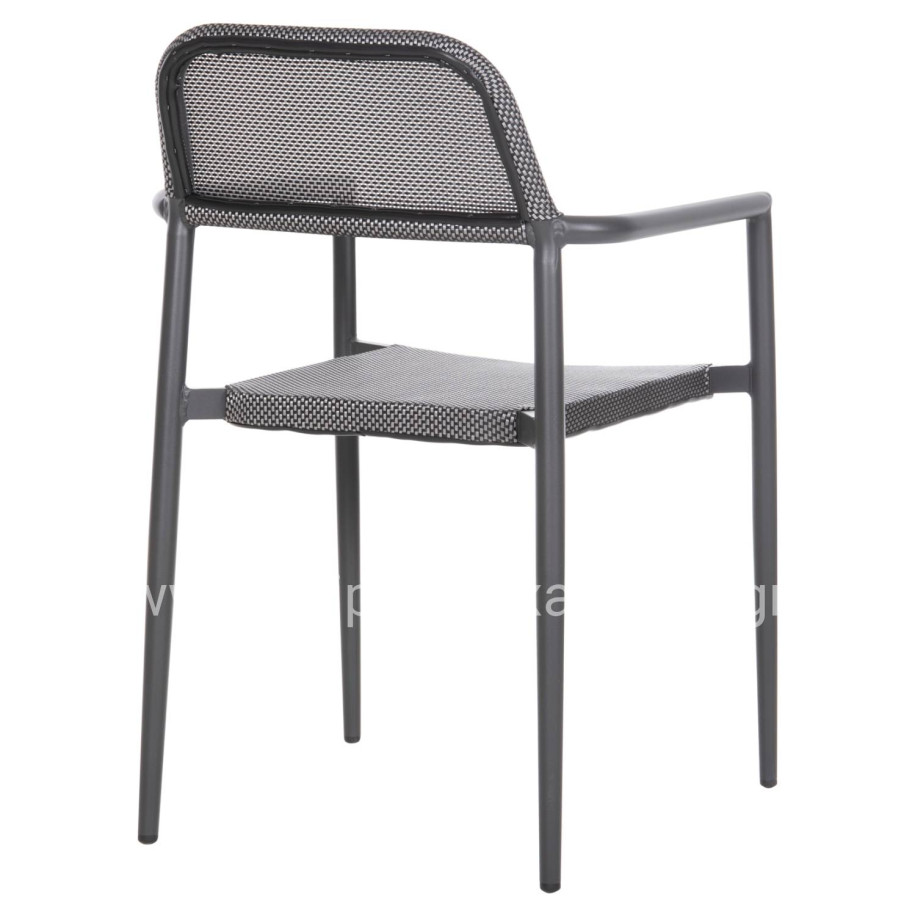 ALUMINUM ARMCHAIR RONNY HM5998.01 GREY FRAME & GREY TEXTILENE 53x51x80Hcm.