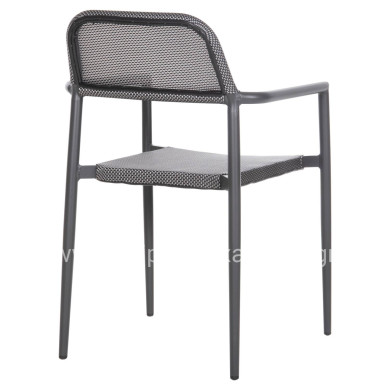 ALUMINUM ARMCHAIR RONNY HM5998.01 GREY FRAME & GREY TEXTILENE 53x51x80Hcm.