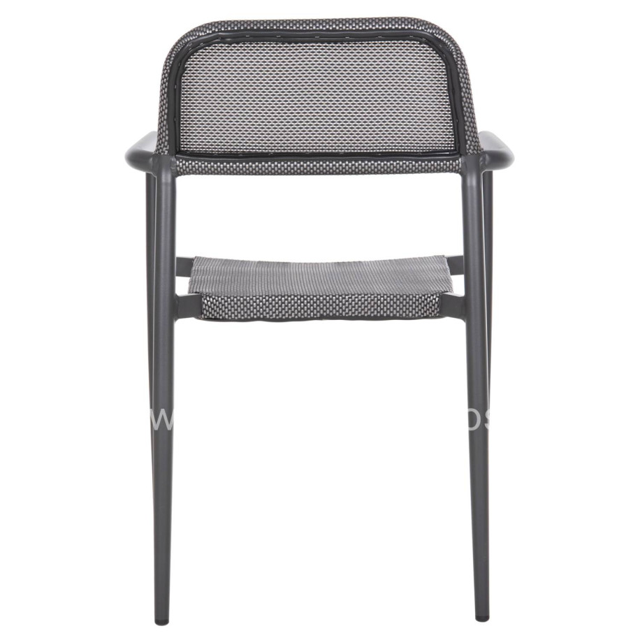 ALUMINUM ARMCHAIR RONNY HM5998.01 GREY FRAME & GREY TEXTILENE 53x51x80Hcm.