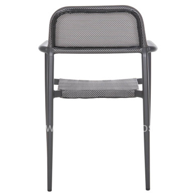 ALUMINUM ARMCHAIR RONNY HM5998.01 GREY FRAME & GREY TEXTILENE 53x51x80Hcm.