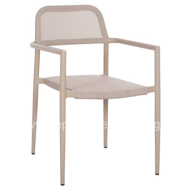 ALUMINUM ARMCHAIR RONNY HM5998.03 CHAMPAGNE COLORED FRAME & TEXTILENE 53x51x80Hcm.