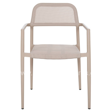 ALUMINUM ARMCHAIR RONNY HM5998.03 CHAMPAGNE COLORED FRAME & TEXTILENE 53x51x80Hcm.