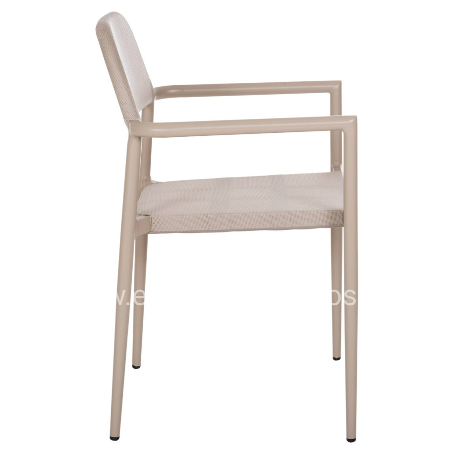 ALUMINUM ARMCHAIR RONNY HM5998.03 CHAMPAGNE COLORED FRAME & TEXTILENE 53x51x80Hcm.