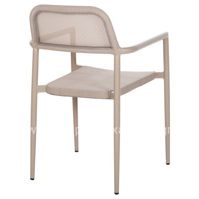 ALUMINUM ARMCHAIR RONNY HM5998.03 CHAMPAGNE COLORED FRAME & TEXTILENE 53x51x80Hcm.