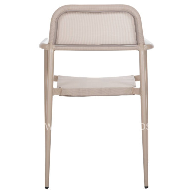 ALUMINUM ARMCHAIR RONNY HM5998.03 CHAMPAGNE COLORED FRAME & TEXTILENE 53x51x80Hcm.