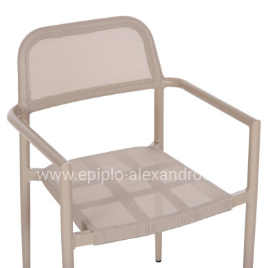 ALUMINUM ARMCHAIR RONNY HM5998.03 CHAMPAGNE COLORED FRAME & TEXTILENE 53x51x80Hcm.