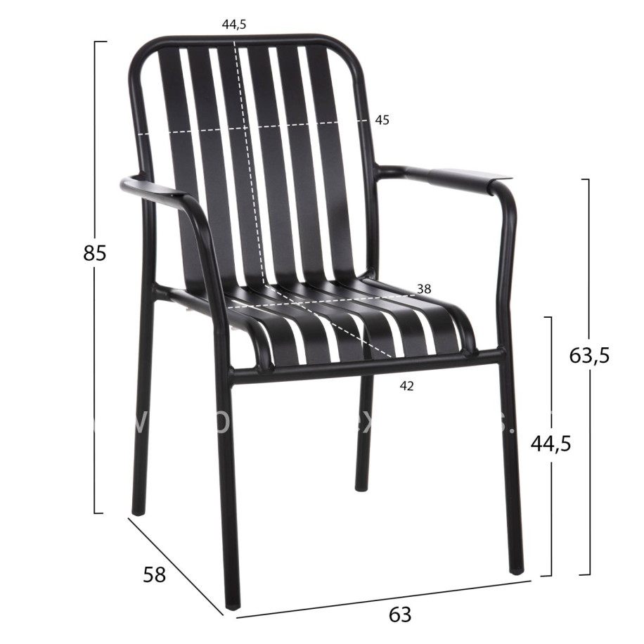 ALUMINUM ARMCHAIR RACHEL HM6088.01 BLACK 63x58x85Hcm.