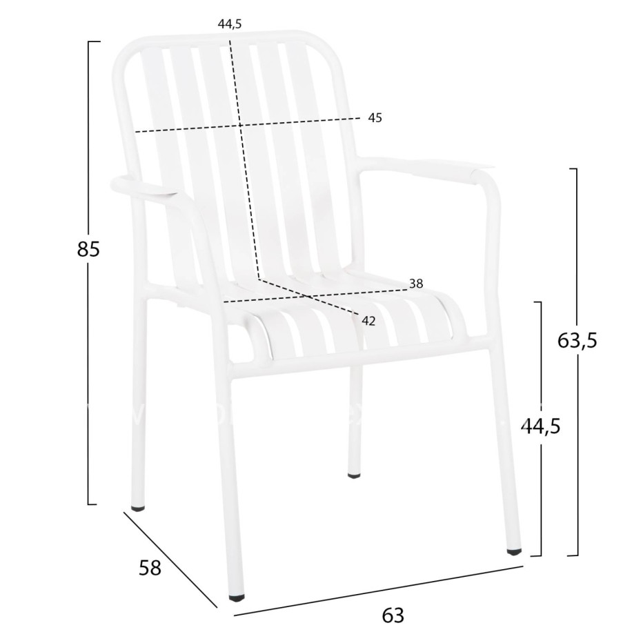 ALUMINUM ARMCHAIR RACHEL HM6088.02 WHITE 63x58x85Hcm.