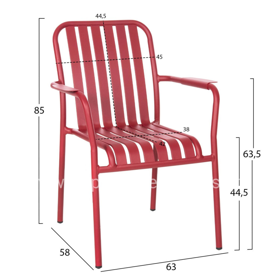 ALUMINUM ARMCHAIR RACHEL HM6088.05 RED 63x58x85Hcm.
