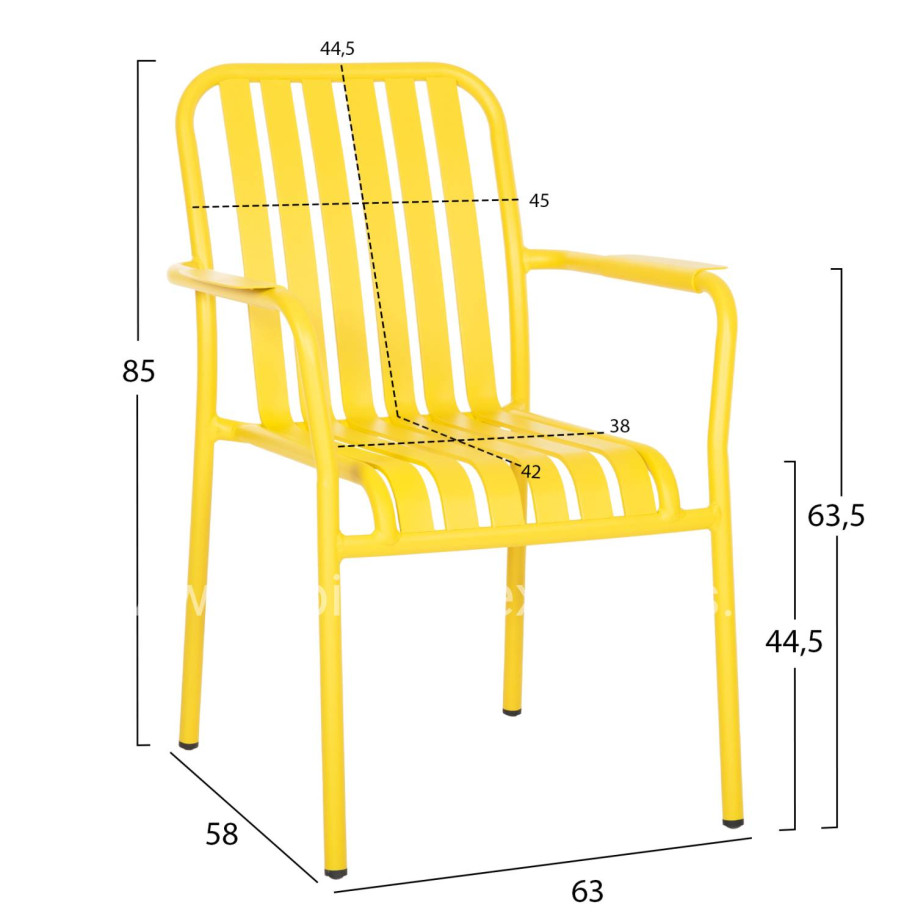 ALUMINUM ARMCHAIR RACHEL HM6088.06 YELLOW 63x58x85Hcm.