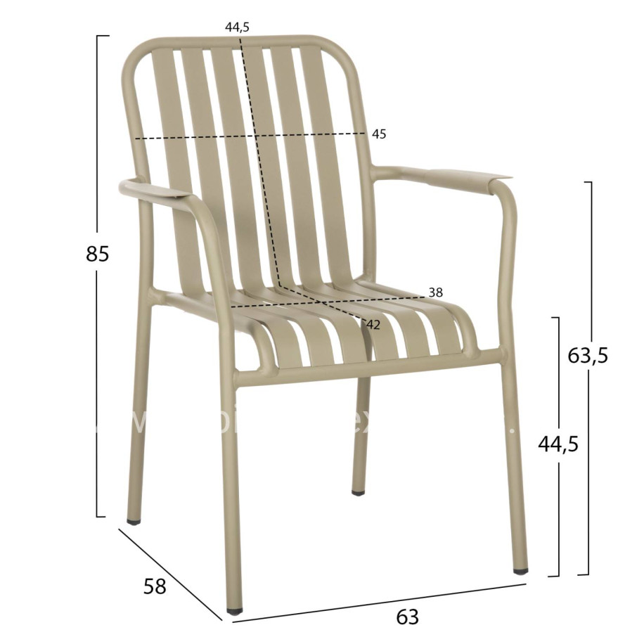 ALUMINUM ARMCHAIR RACHEL HM6088.07 DARK OLIVE 63x58x85Hcm.