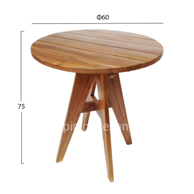 OUTDOOR ROUND TABLE LEO HM9859.11 SOLID TEAK WOOD IN NATURAL Φ60x75Hcm.