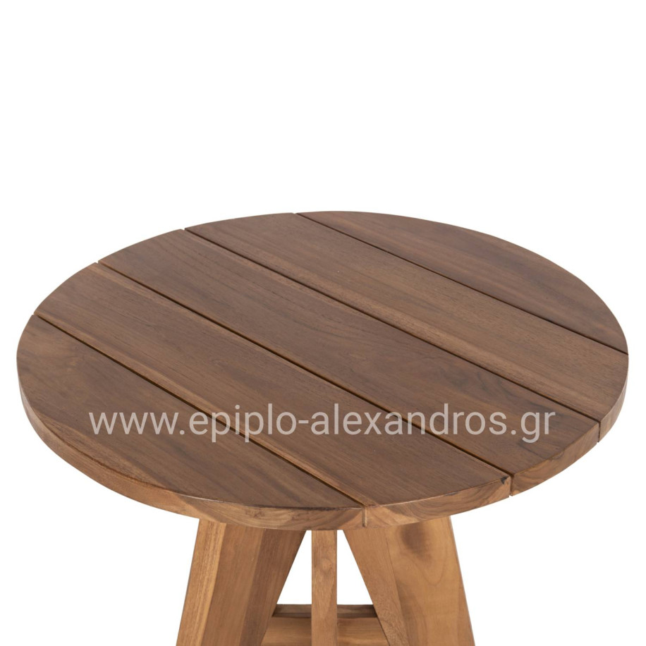 OUTDOOR ROUND TABLE LEO HM9859.11 SOLID TEAK WOOD IN NATURAL Φ60x75Hcm.