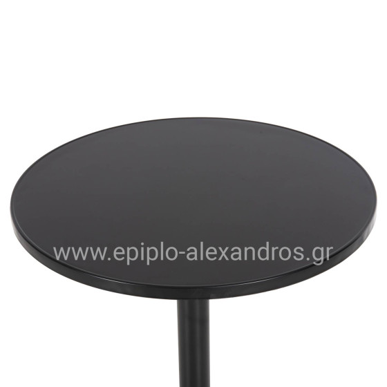 ΤΡΑΠΕΖΙ ΣΤΡΟΓΓΥΛΟ GOSS HM5974.01 ΑΛΟΥΜΙΝΙΟ ΜΑΥΡΟ Φ60x70Υεκ.