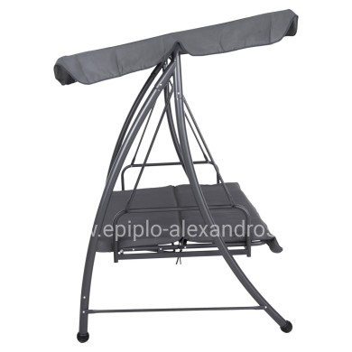 PORCH SWINGER-BED 3-SEATER WITH SUNSHIELD LIKID HM5980.01 METAL FRAME&FABRIC IN GREY 200x120x164Hcm.